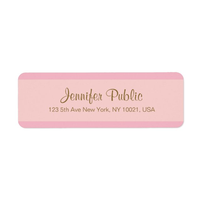 Elegant Pink Gold Script Modèle Adresse de retour (Devant)