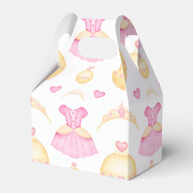 Elegant Pink & Gold Watercolour Princess Tiara Favor Box (Front Side)
