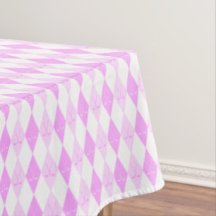 Elegant Pink Golf Argyle Diamonds Pattern  Tablecloth