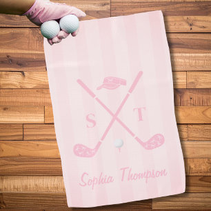 Elegant Pink Golf Club White Bows Custom Birthday Towel