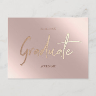 Elegant Pink Graduate Invitation Postcards