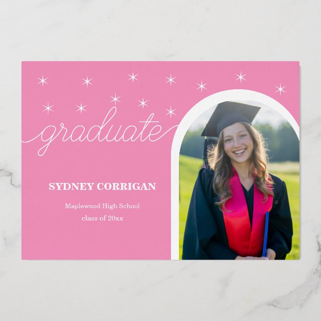 Elegant Pink Graduation Invite for Girls (Front)