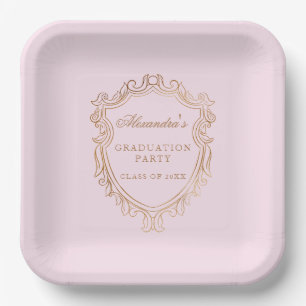 Elegant Pink Graduation Party Paper Plate