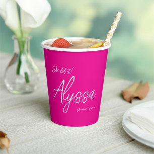 Elegant Pink Graduation Party She Did It Paper Cups