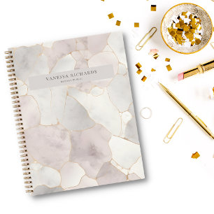 Elegant Pink & Gray Marble Luxury Notary Public Notebook