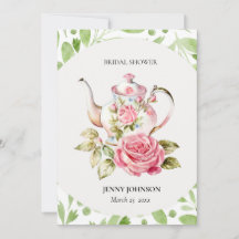 Elegant Pink Green Floral Flowers Bridal Shower