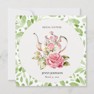 Elegant Pink Green Floral Flowers Bridal Shower Save The Date
