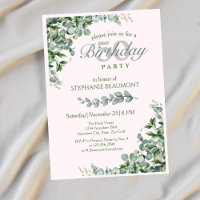 Elegant Pink Green Flower Women's 50th Birthday