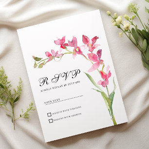 Elegant pink green orchid flower summer RSVP Invitation