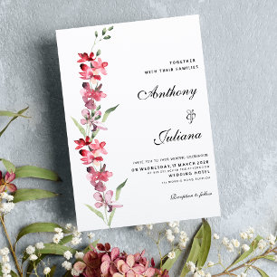 Elegant pink green orchid flower summer Wedding Invitation