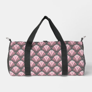 Elegant Pink Grey Art Deco Vintage Pattern Duffle Bag