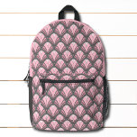 Elegant Pink Grey Art Deco Vintage Pattern Printed Backpack<br><div class="desc">Elegant Pink Grey Art Deco Vintage Pattern Backpacks features an elegant art deco pattern in pink and grey. Created by Evco Studio www.zazzle.com/store/evcostudio</div>