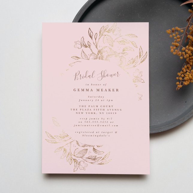 Elegant Pink Grey Blush Gold Botanical Shower (Creator Uploaded)