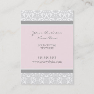 Elegant Pink Grey Damask Business Cards
