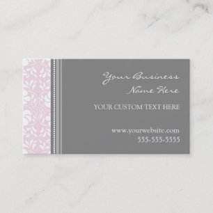 Elegant Pink Grey Damask Business Cards