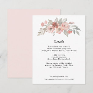 Elegant Pink Grey Floral Watercolor Wedding Enclosure Card