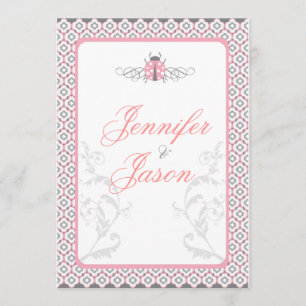 Elegant Pink & Grey Garden Wedding Invitations