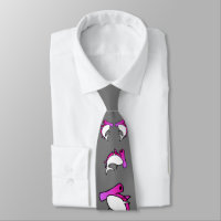 Elegant Pink & Grey Hammerhead Shark cartoon Neck