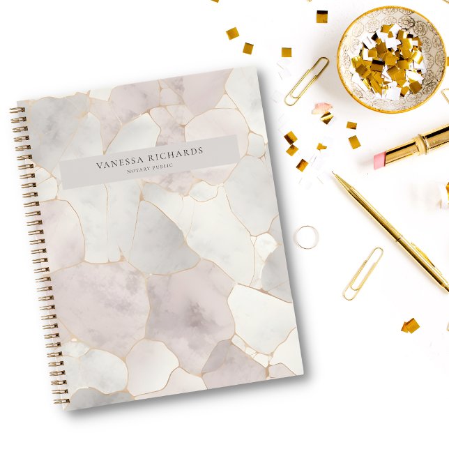 Elegant Pink & Grey Marble Luxury Notary Public Notebook (Creator Uploaded)
