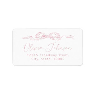 Elegant Pink Hand Drawn Bow Return Address Label