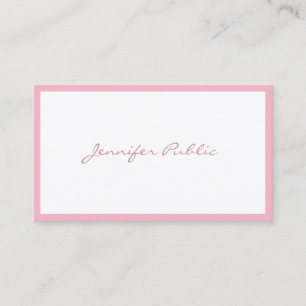 Elegant Pink Handwritten Script Plain Simple Luxe Business Card