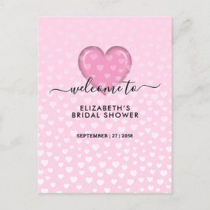 Elegant Pink Heart and Speckles Design Announcement Postcard
