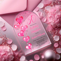 Elegant Pink Heart Balloons 50th Birthday Party