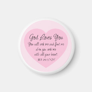 Elegant Pink Heart Bible Verse Christian Faith Magnet