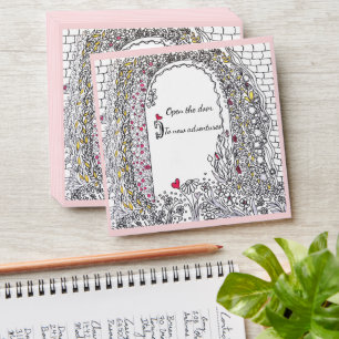 Elegant Pink Heart Garden Door Square Envelope