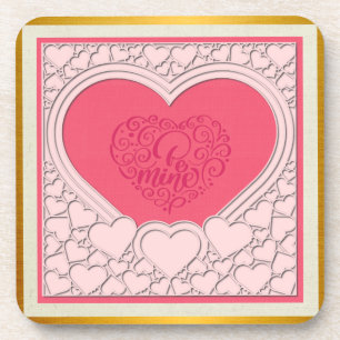 Elegant Pink Heart Happy Valentine's Day Stylish Coaster