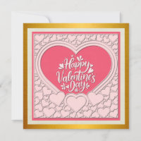Elegant Pink Heart Happy Valentine's Day Stylish