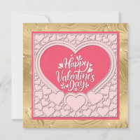 Elegant Pink Heart Happy Valentine's Day Stylish