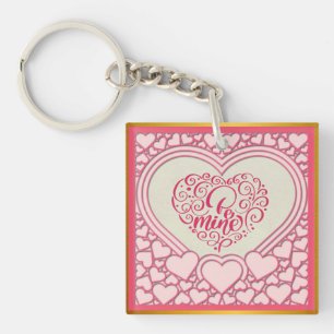 Elegant Pink Heart Happy Valentine's Day Stylish Keychain