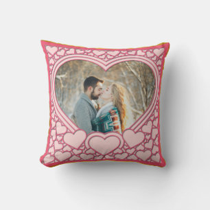 Elegant Pink Heart Happy Valentine's Day Stylish Throw Pillow