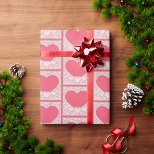 Elegant Pink Heart Happy Valentine's Day Stylish Wrapping Paper