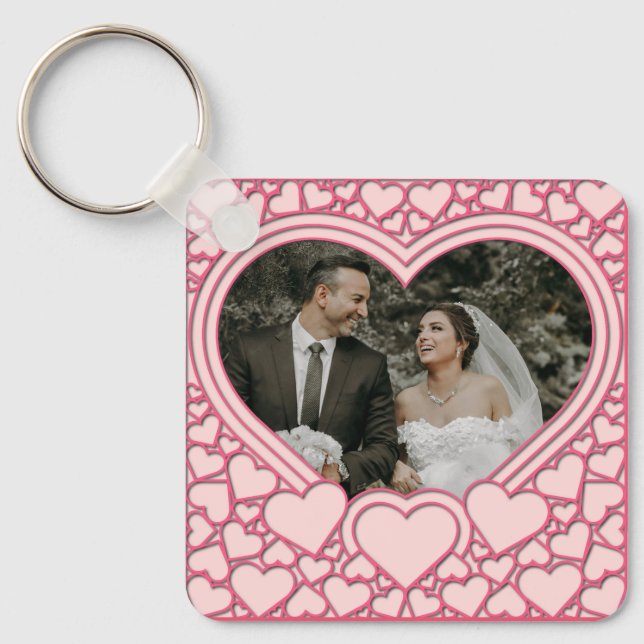 Elegant Pink Heart Keychain (Front)