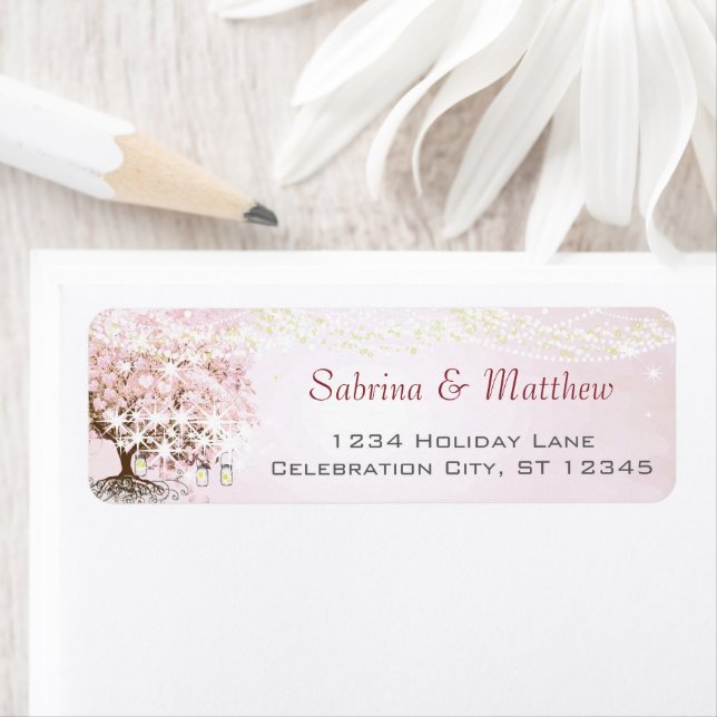 Elegant Pink Heart Leaf Tree Return Address (Insitu)