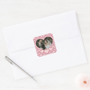 Elegant Pink Heart Square Sticker