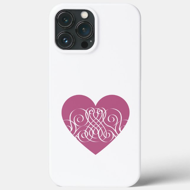Elegant Pink Heart Swirl Pattern Case-Mate iPhone Case (Back)