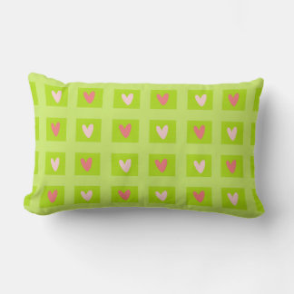 Elegant Pink Hearts Chequered Pattern Throw Pillow
