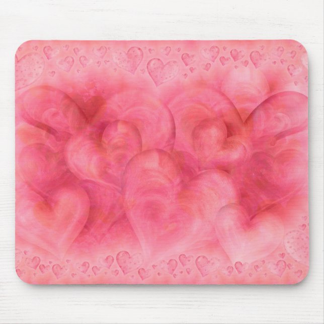 Elegant Pink Hearts Mousepad (Front)
