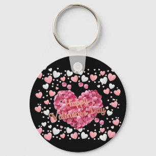 Elegant Pink Hearts Valentine's Day Keychain