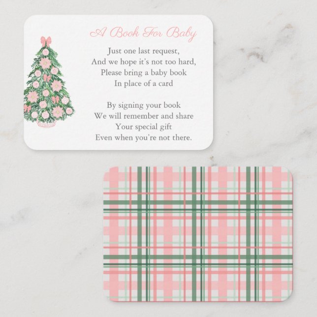 Elegant Pink Holidays Baby Shower Bring A Book Enclosure Card (Front/Back)