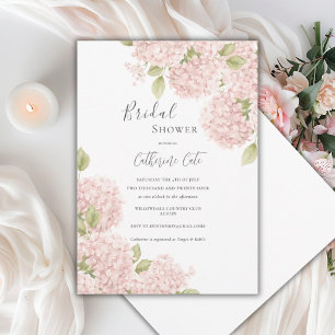 Elegant Pink Hydrangea Bridal Shower  Invitation