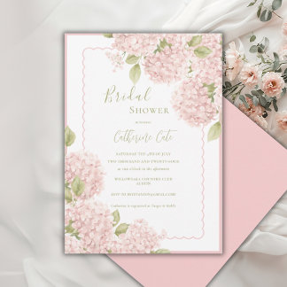 Elegant Pink Hydrangea Bridal Shower  Invitation