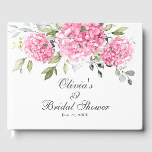 Elegant Pink Hydrangea Eucalyptus Bridal Shower Guest Book
