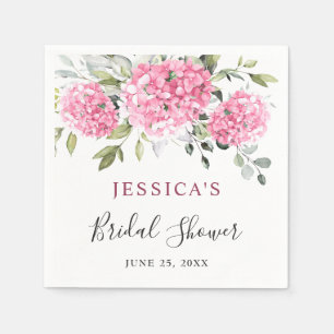 Elegant Pink Hydrangea Eucalyptus Bridal Shower Napkin