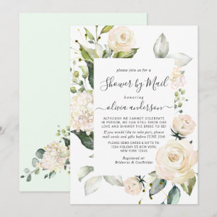 Elegant Pink Hydrangea Roses Bridal Shower by Mail Invitation