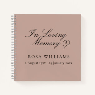 Elegant Pink In Loving Memory Funeral Guest Book