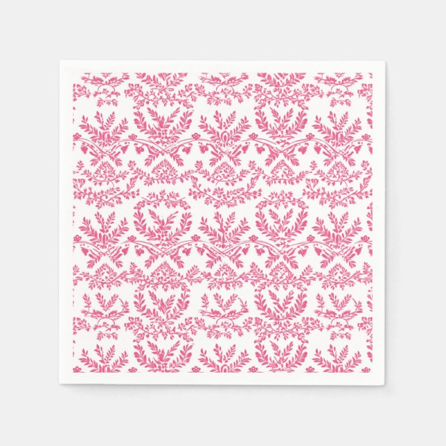 Elegant pink Indian floral pattern Napkin (Front)